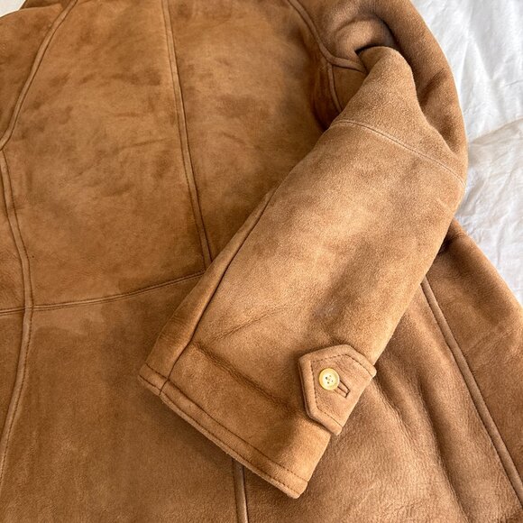 RALPH LAUREN Black Label Shearling Tan Leather jacket, Size 10 - Picture 3 of 16